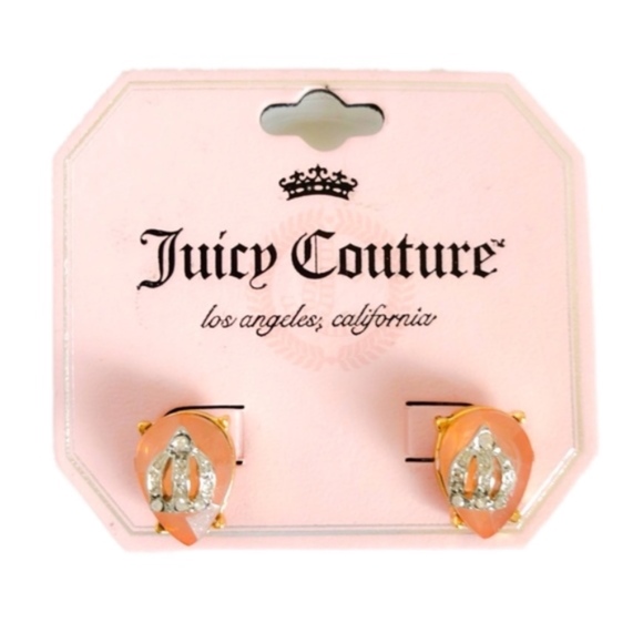 JUICY COUTURE Pink Cabochon Crystal Crown Earrings - Picture 2 of 3